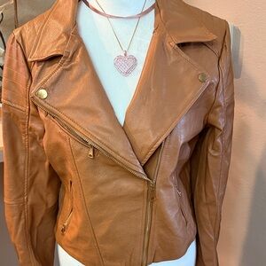 NWOT Stylish Women's Brown faux leather jacket
